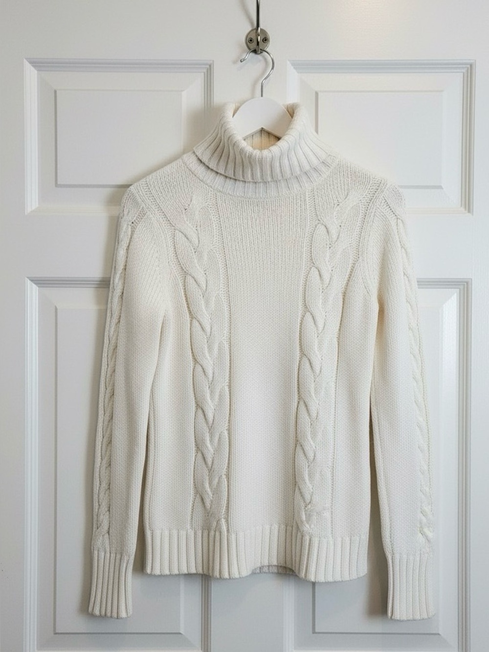 Esprit White Cable Knit Turtleneck Sweater - Picture 2 of 2